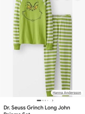 Hanna Andersson Grinch Green Striped Cotton Pajama Set